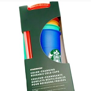 Starbucks Color Changing Cups 5 Pack NEW Rainbow Pride 2020 with Lids